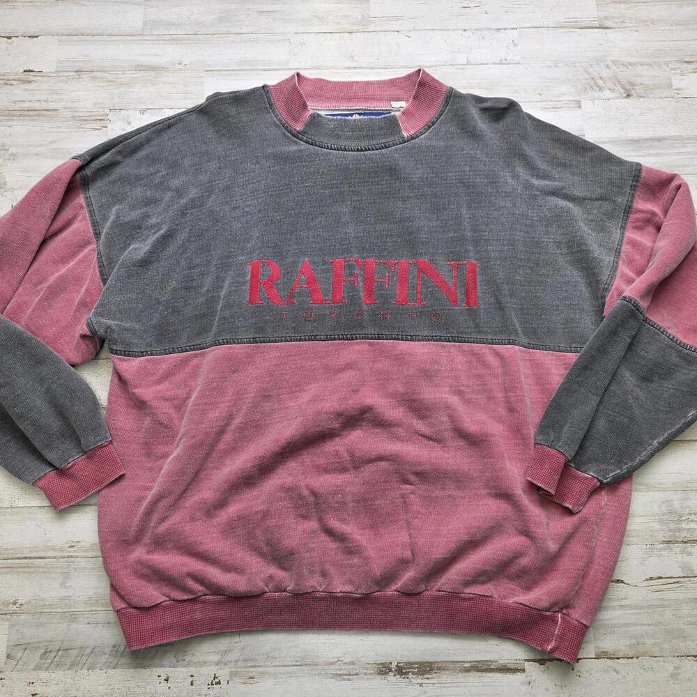 Vintage Crewneck Sweatshirt - Raffini Mock Neck Colorblock 1990s Adult XL